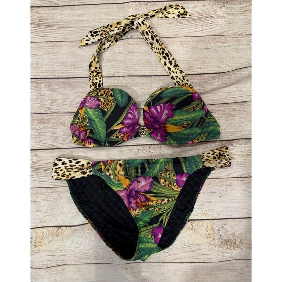 Victoria's Secret Other - Y2K Victorias SecretBombshell Bikini Top & Bottom Floral Leopard Print 34B/L